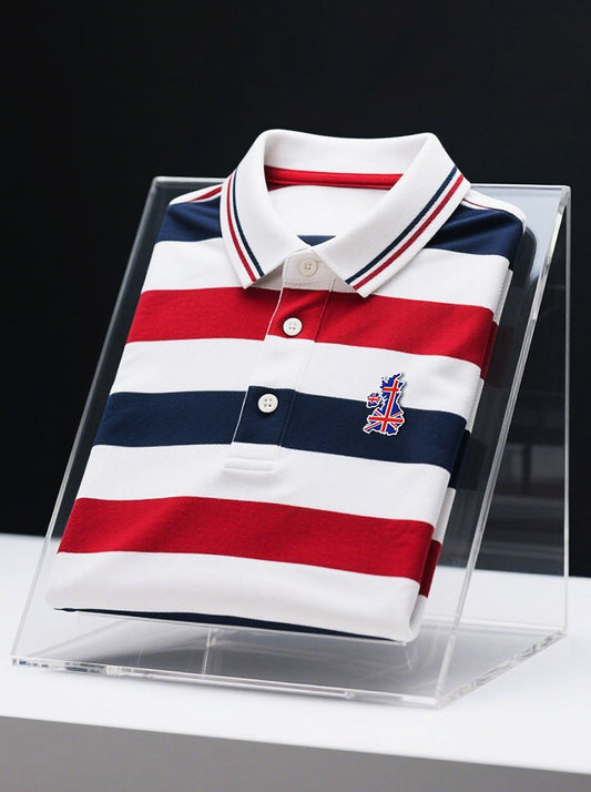 Men's Business Union Jack Casual Button Short Sleeve Polo Shirt