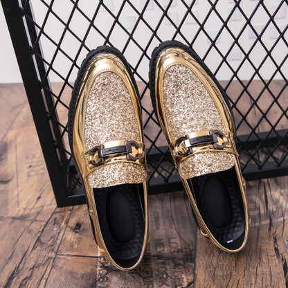 British Fashion Matching Sequin Business Dress Leather Shoes