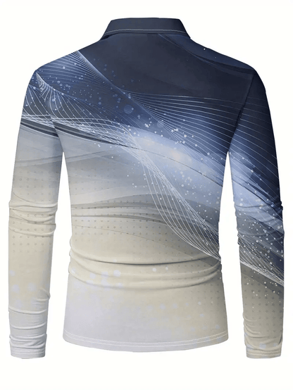 Men's Business Casual Striped Long-Sleeved Polo Shirt