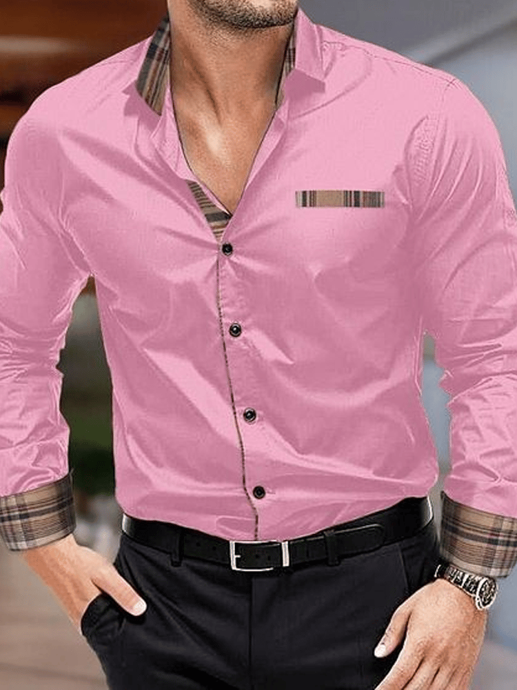 Men's Plaid Business Long Sleeve Shirt