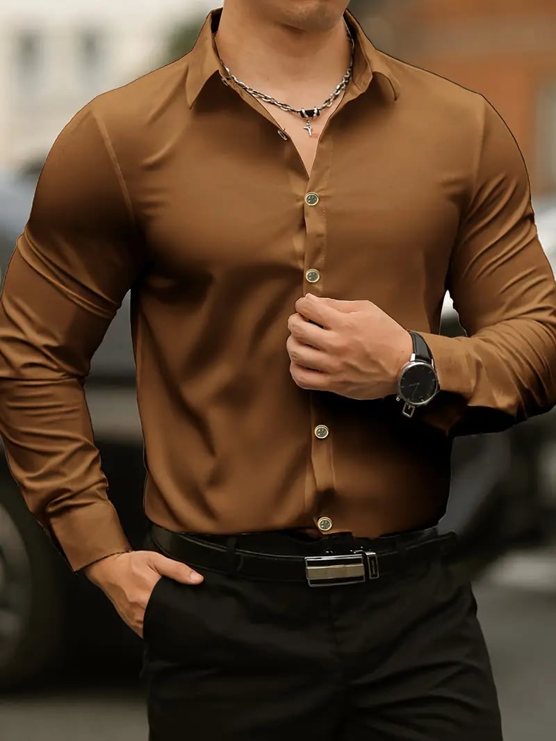 Men's Street Style Business Casual Printed Long Sleeve Shirt