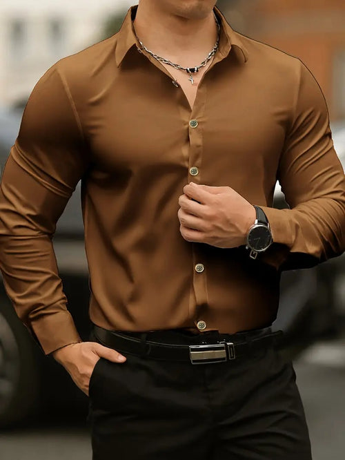 Men's Street Style Business Casual Printed Long Sleeve Shirt