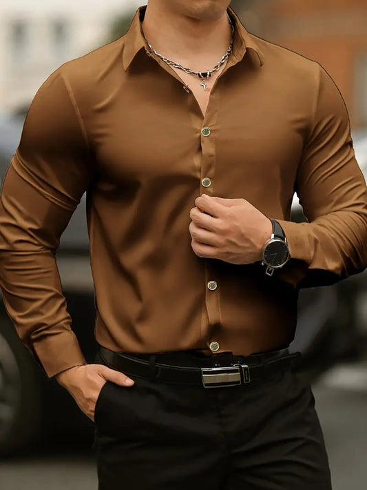 Men's Street Style Business Casual Printed Long Sleeve Shirt
