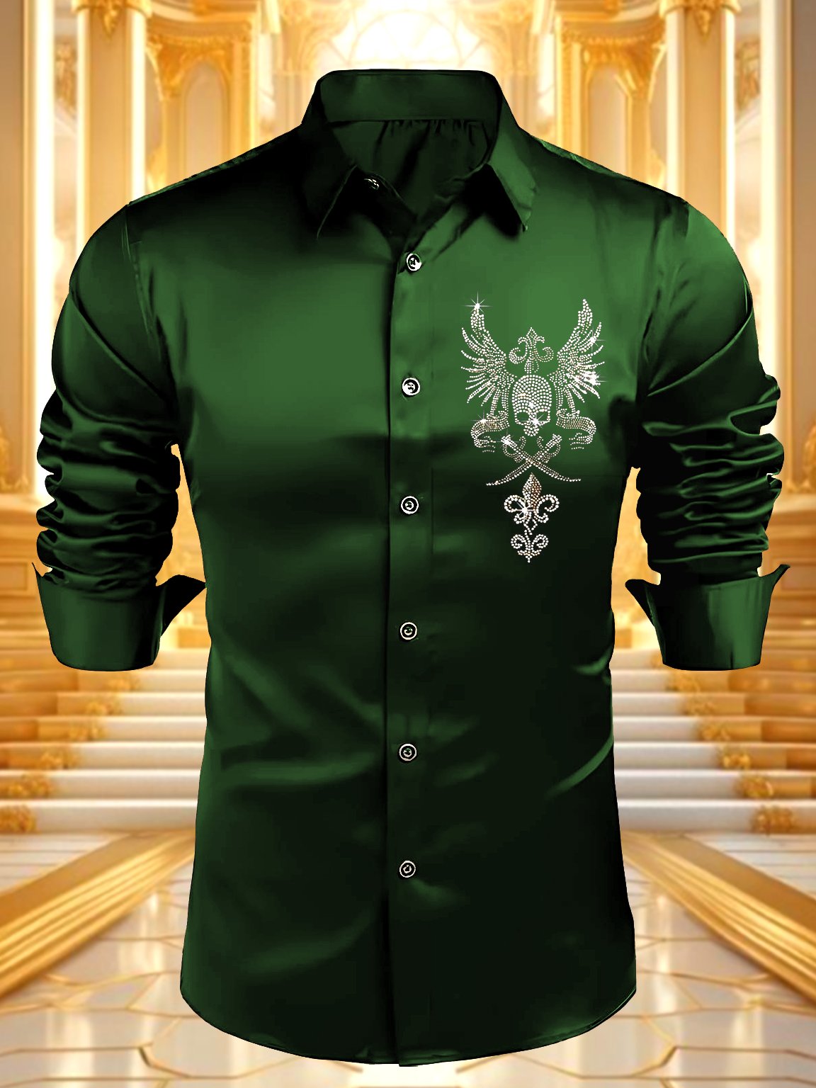 Men's Satin Luxe Long Sleeve Button Down Shirt