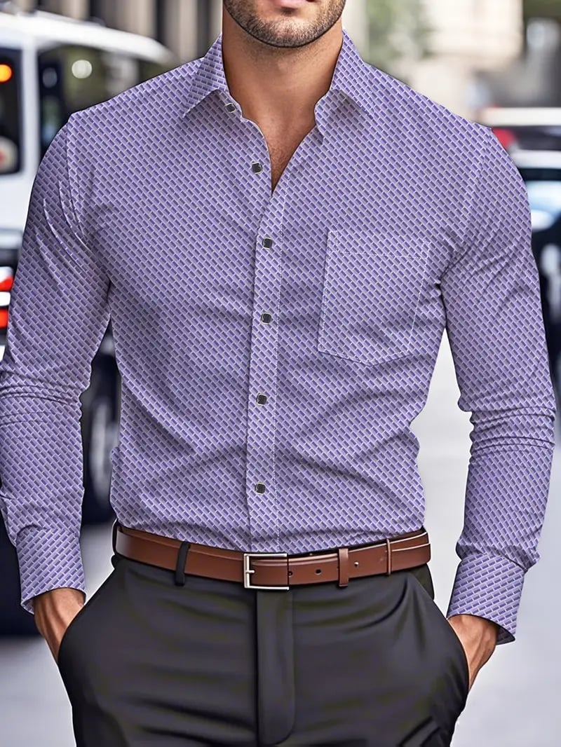 Men's Street Style Business Casual Printed Long Sleeve Shirt