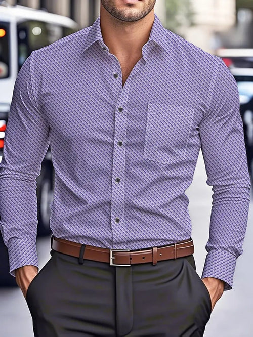 Men's Street Style Business Casual Printed Long Sleeve Shirt