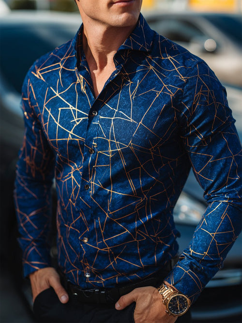 Men's Retro Casual Business Long Sleeve Shirt