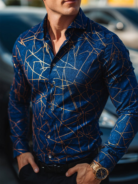 Men's Retro Casual Business Long Sleeve Shirt