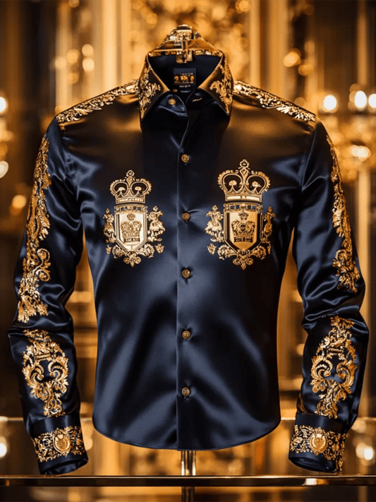 Men's Satin Luxe Long Sleeve Button Down Shirt
