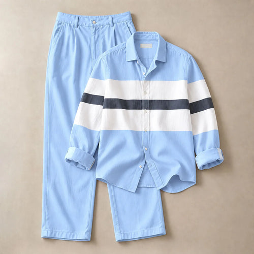 Men's Casual Long-Sleeve Shirt and Pants Set