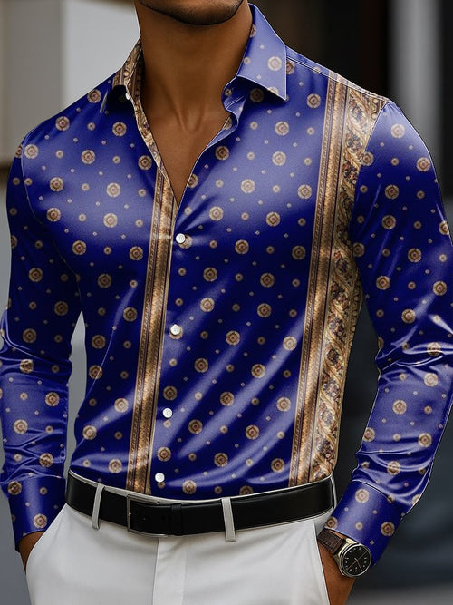 Men's Classic Business Casual Luxe Long Sleeve Button Down Shirt
