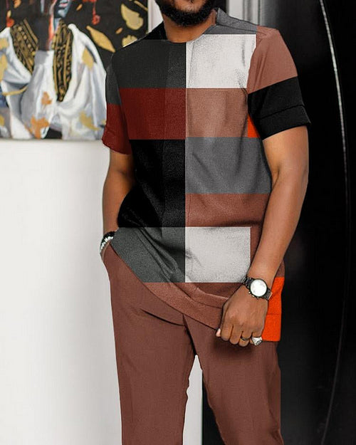 Men's Casual Colorblock Walking Suit-025