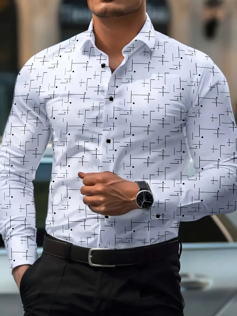 Men's Street Style Business Casual Printed Long Sleeve Shirt