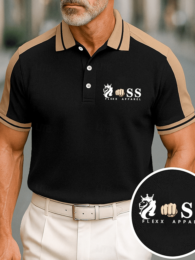 Men's Fashion Business Letter Printed Casual Polo Shirt