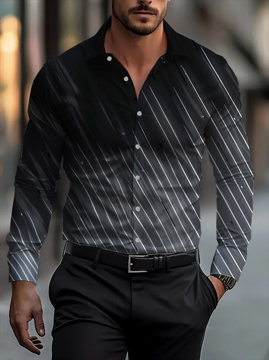 Men's Street Style Business Casual Printed Long Sleeve Shirt