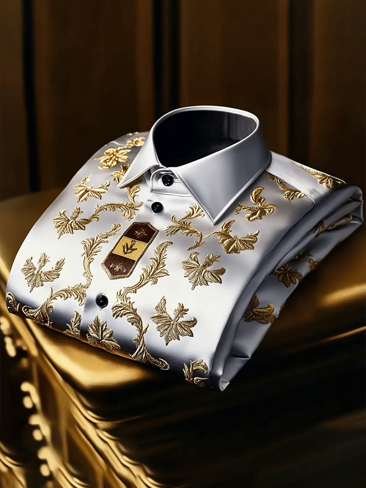Men's Satin Luxe Print Short Sleeve Button Shirt