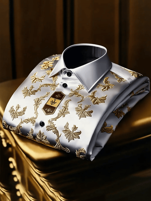 Men's Satin Luxe Print Short Sleeve Button Shirt