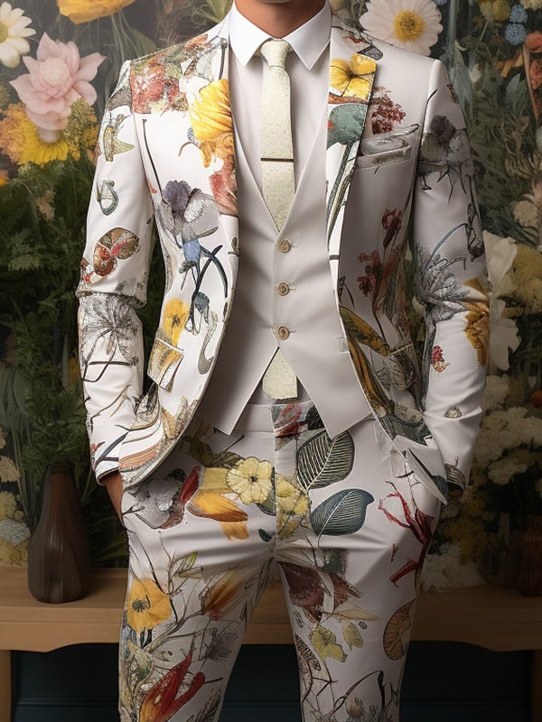 Men's Casual Tie Dye Printed Blazer and Pants Two Piece Set