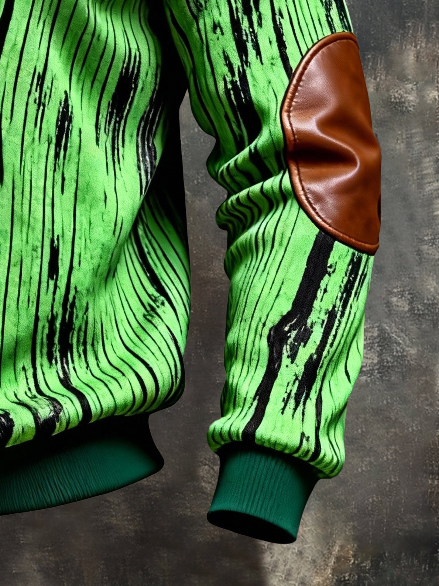 Men's Vintage Color-Block Printed Zip-Up Hoodie
