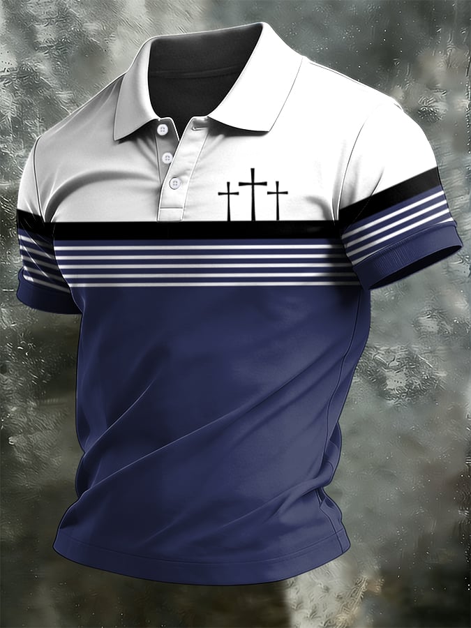 Men's Retro Faith  Casual Printed Polo Shirt