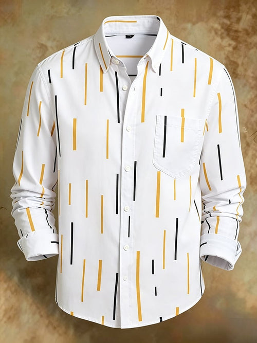 Men's Retro Abstract Art Print Comfortable Business Style Shirt