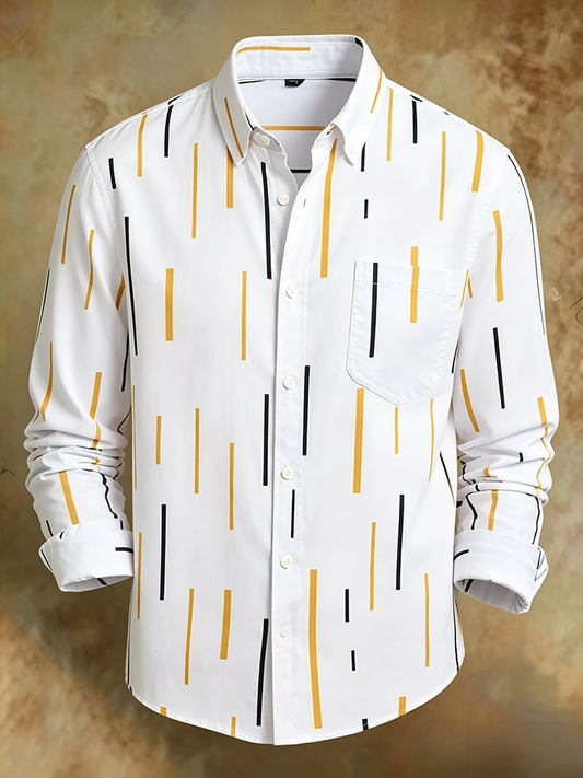 Men's Retro Abstract Art Print Comfortable Business Style Shirt