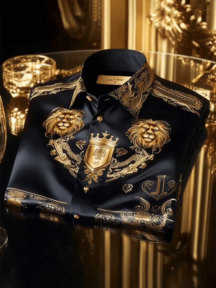 Men's Satin Luxe Print Short Sleeve Button Shirt