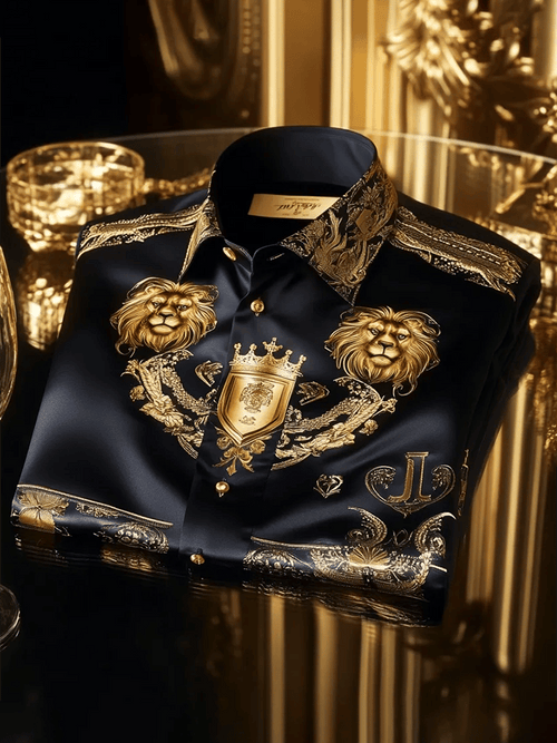 Men's Satin Luxe Print Short Sleeve Button Shirt