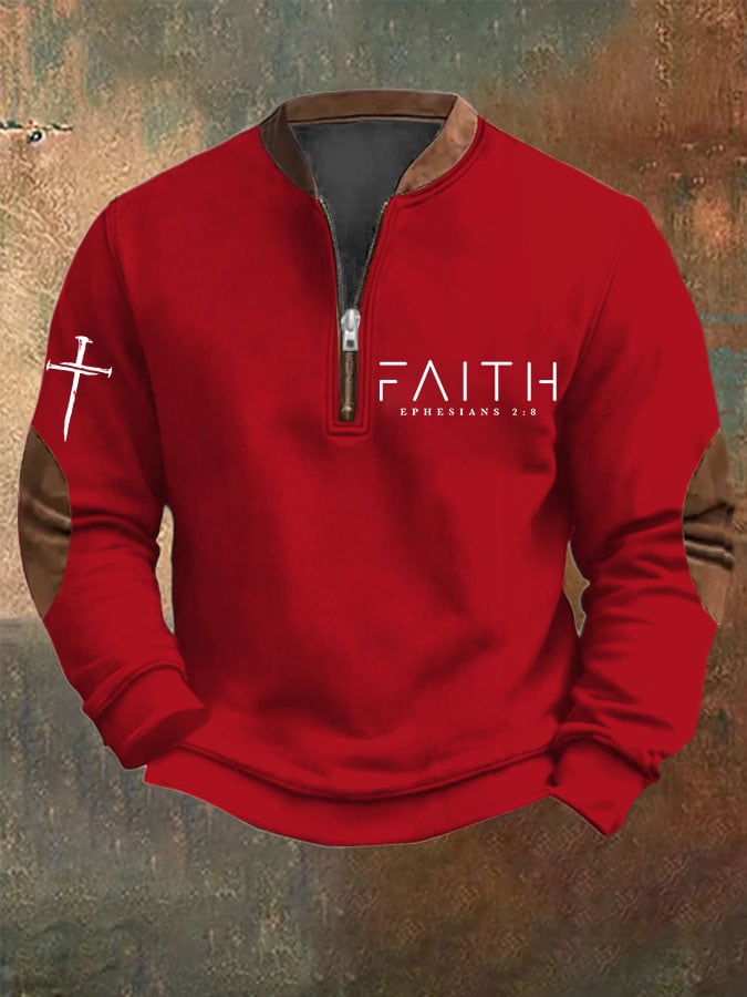 Men's Faith Printed Zip Collar Sweatshirt
