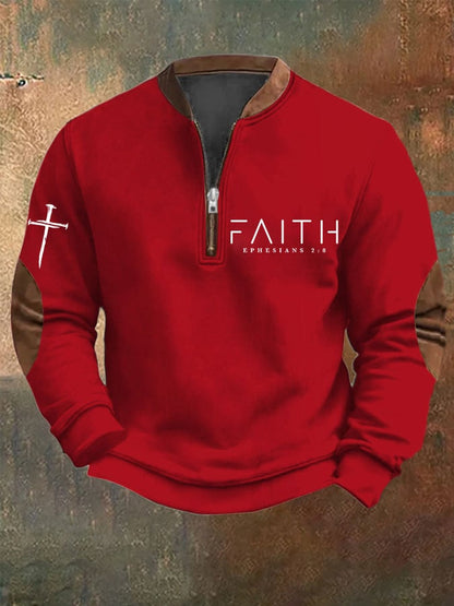 Men's Faith Printed Zip Collar Sweatshirt