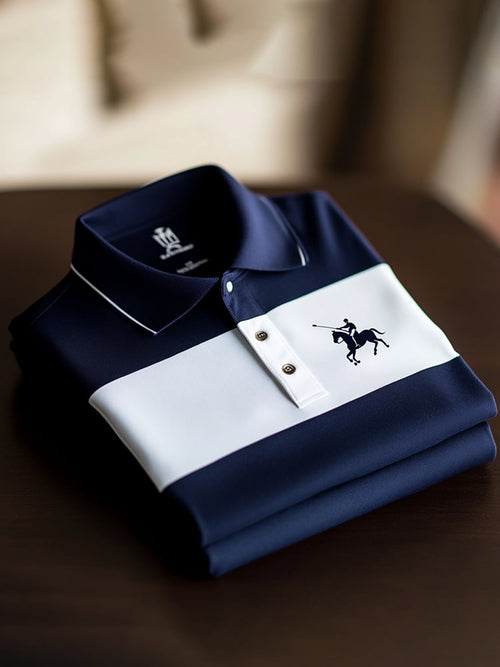 Men's Classic Business Logo Button Short Sleeve Polo Shirt