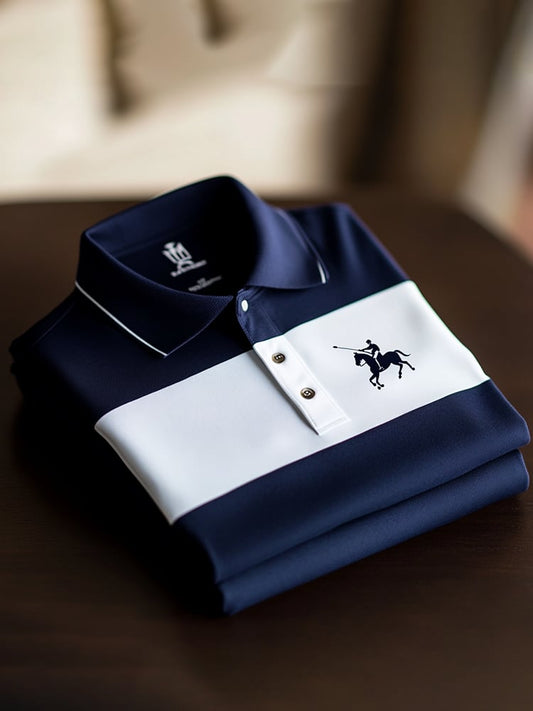 Men's Classic Business Logo Button Short Sleeve Polo Shirt