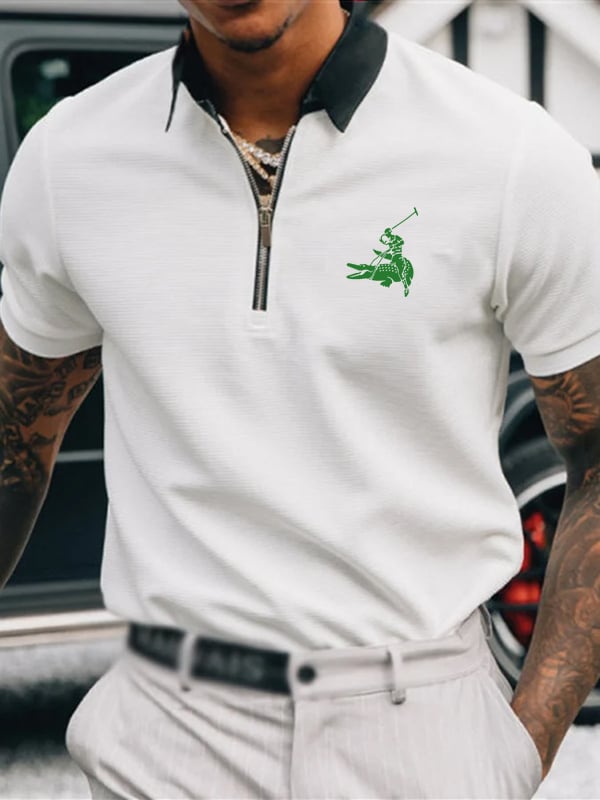 Casual Men'S Zipper Polo