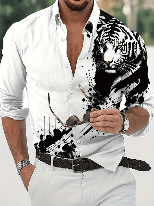 Men's Street Style Business Casual Printed Long Sleeve Shirt
