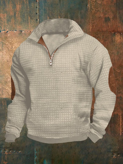 Men's Stand Collar Zipper Long Sleeve Casual Sweatshirt