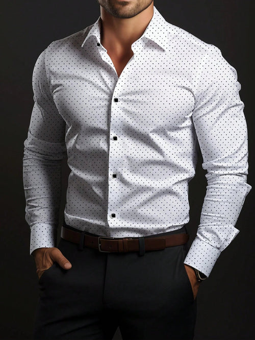 Men's Street Style Business Casual Printed Long Sleeve Shirt