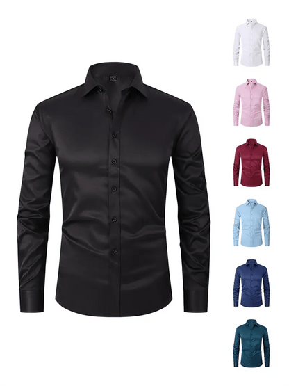 Men's Solid Color Design Business Casual Shirt