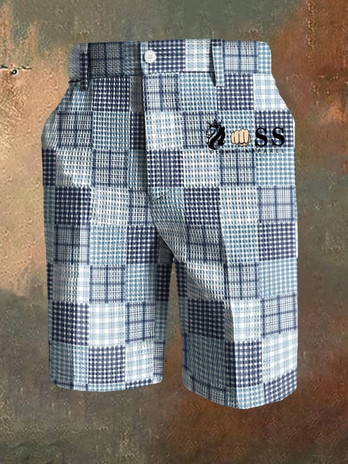 Men's Casual Plaid Waffle Pants