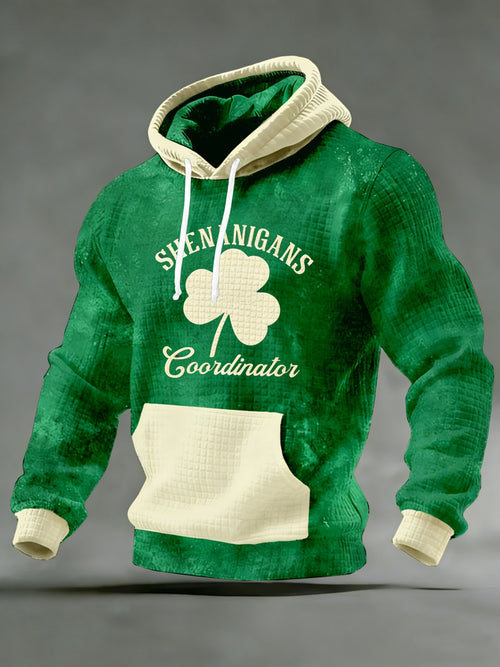 Men's Vintage St. Patrick's Day Print Hooded Sweatshirt