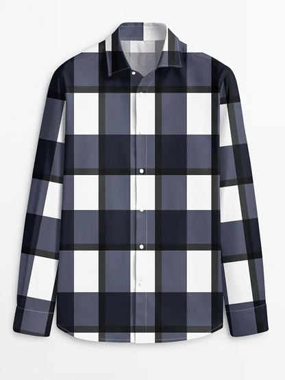 Men's Plaid Business Long Sleeve Shirt