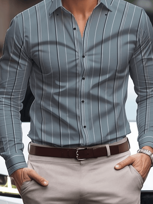 Men's Plaid Business Long Sleeve Shirt