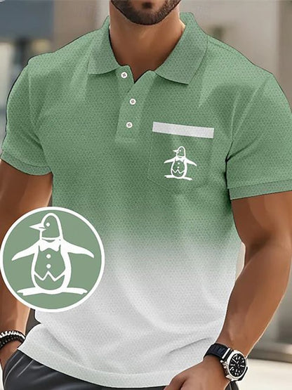Men's Fashion Business Letter Printed Casual Polo Shirt
