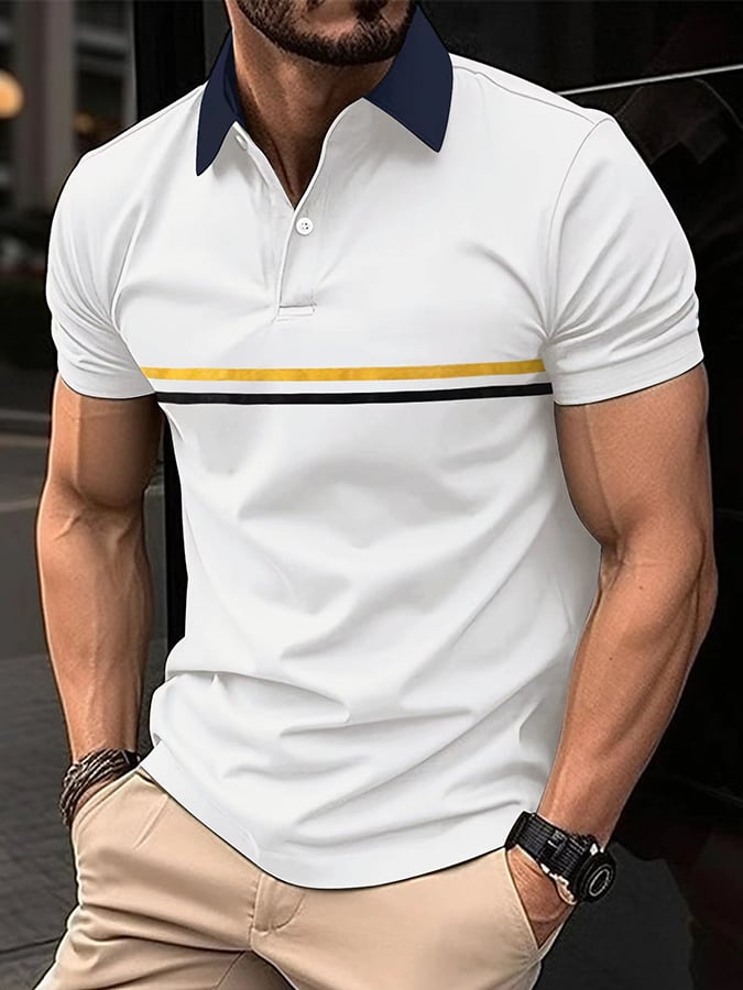 Sports Casual Slim Fit Short Sleeve Half Button Polo Shirt
