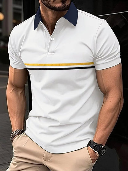 Sports Casual Slim Fit Short Sleeve Half Button Polo Shirt