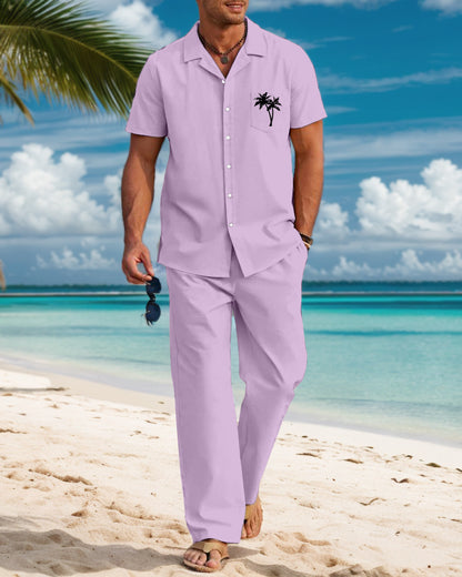 Suitmens Men's Vacation Coconut Tree Pattern Walking Suit