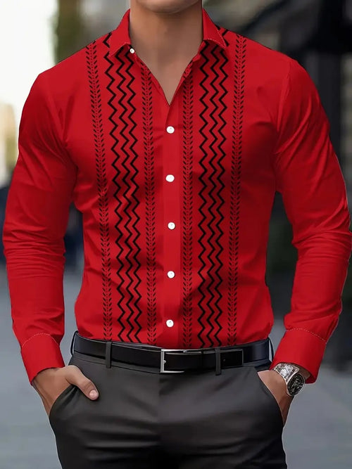 Men's Street Style Business Casual Printed Long Sleeve Shirt