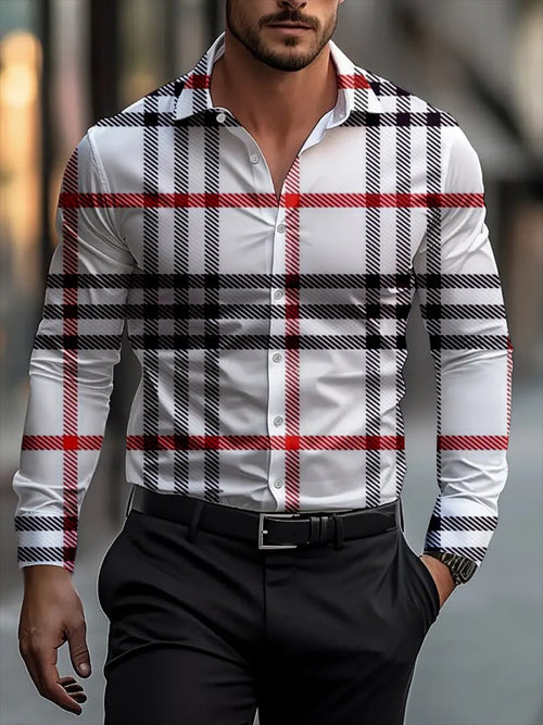 Men's Business Casual Striped Long Sleeve Shirt