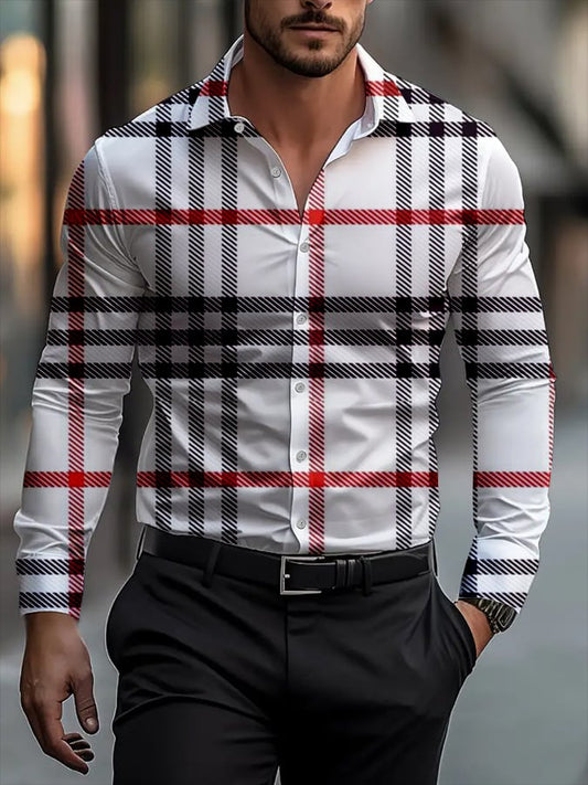 Men's Business Casual Striped Long Sleeve Shirt