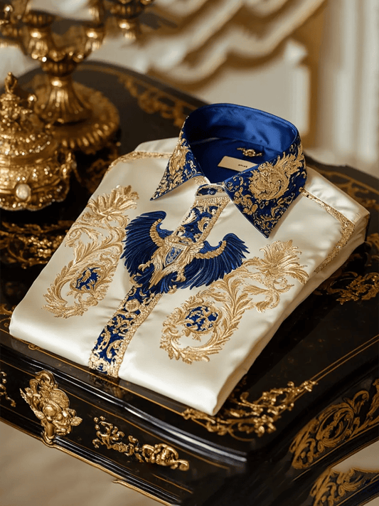 Men's Satin Luxe Print Short Sleeve Button Shirt