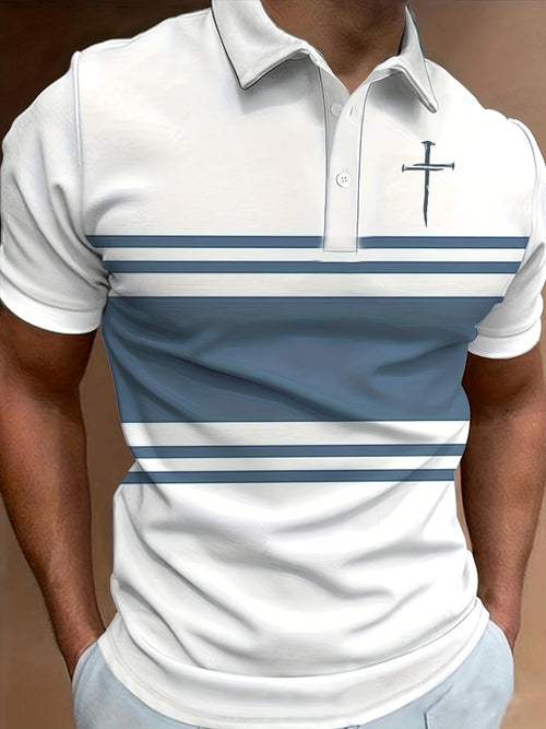 Men's Faith Cross Print Polo Shirt